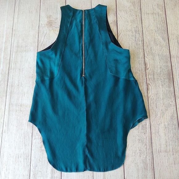 Rag & Bone Adeline silk teal high low sleeveless top sz S - Picture 4 of 7